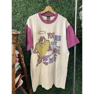 vtg TASMANIAN DEVIL SLEEPER Tee Osfa // vintage baggy oversized taz looney tunes